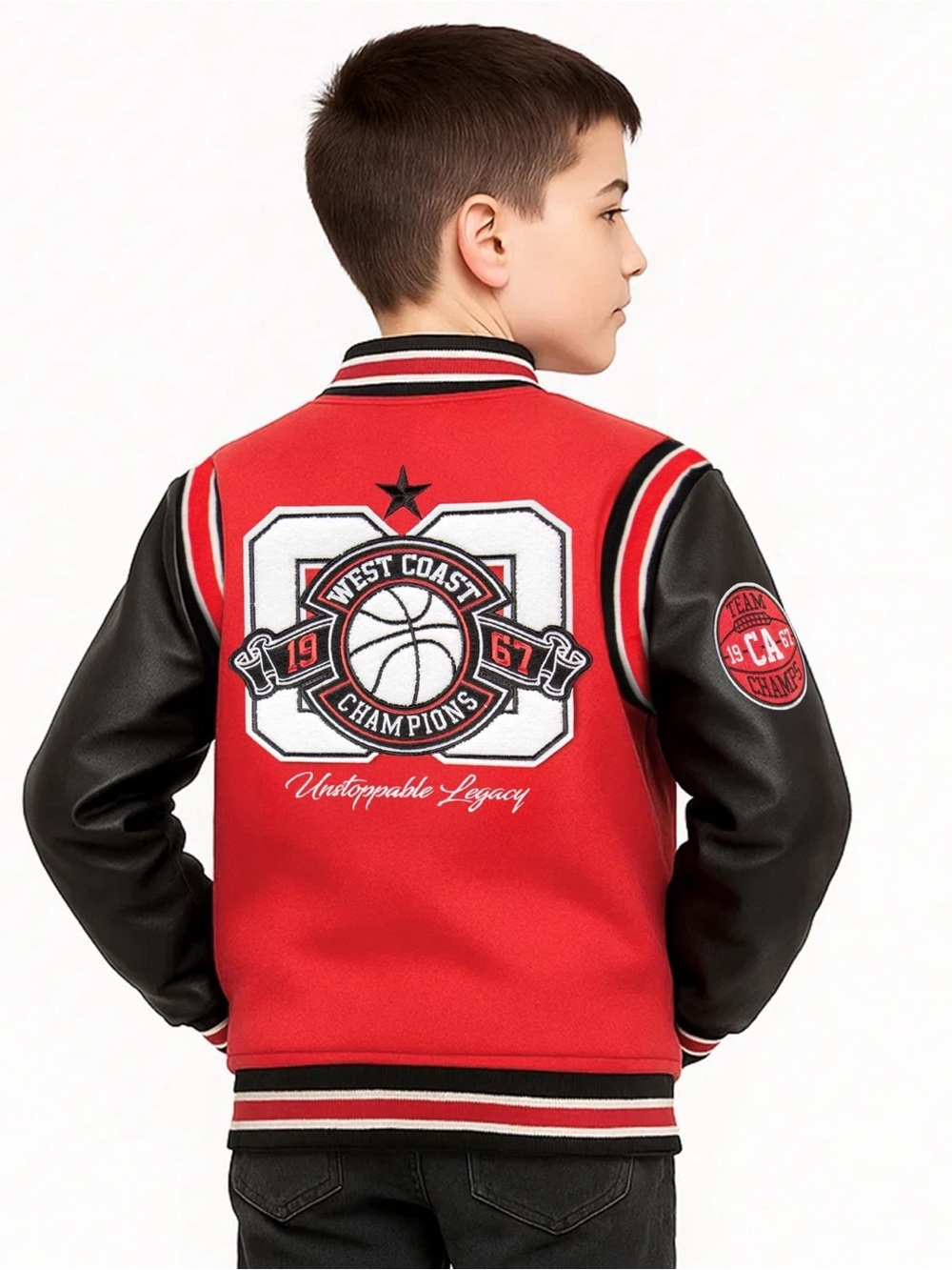 Ring of Fire Big Boys Stallion Woolen Varsity Jacket - Red